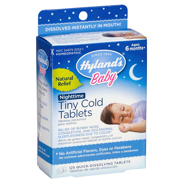 slide 1 of 1, Hyland's Baby Nighttime Tiny Cold Tablets, 125 ct