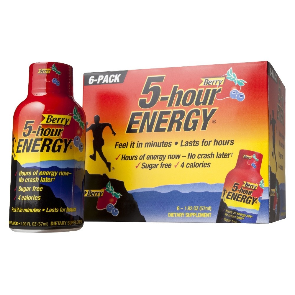 slide 5 of 6, 5-hour ENERGY, Regular Strength, Berry, 6 Pack, 1.93 oz., 1.93 fl oz