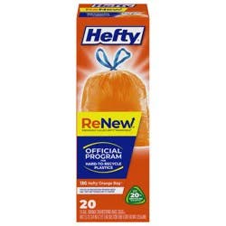 Hefty 13 Gallon Orange Drawstring Plastic Bags - 20 ct