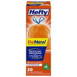 Hefty 13 Gallon Orange Drawstring Plastic Bags - 20 ct