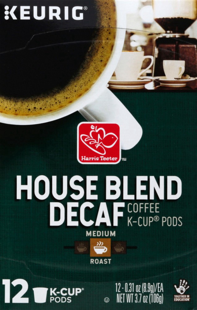 slide 3 of 3, Harris Teeter Decaf House Blend Medium Roast Coffee Pods, 12 ct