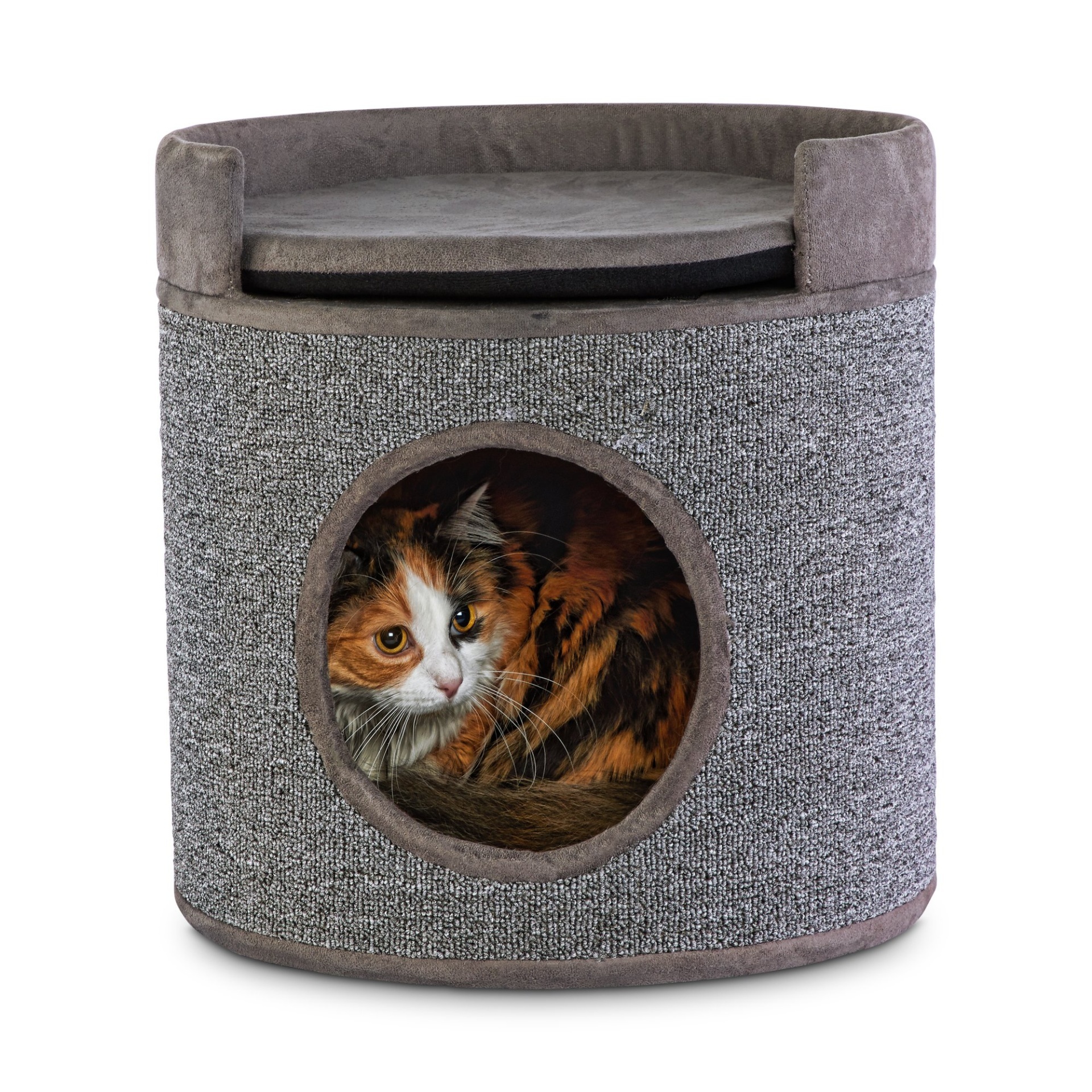 slide 1 of 1, You & Me Cozy Cottage Cat Condo with Perch and Cushion, 15.75 in