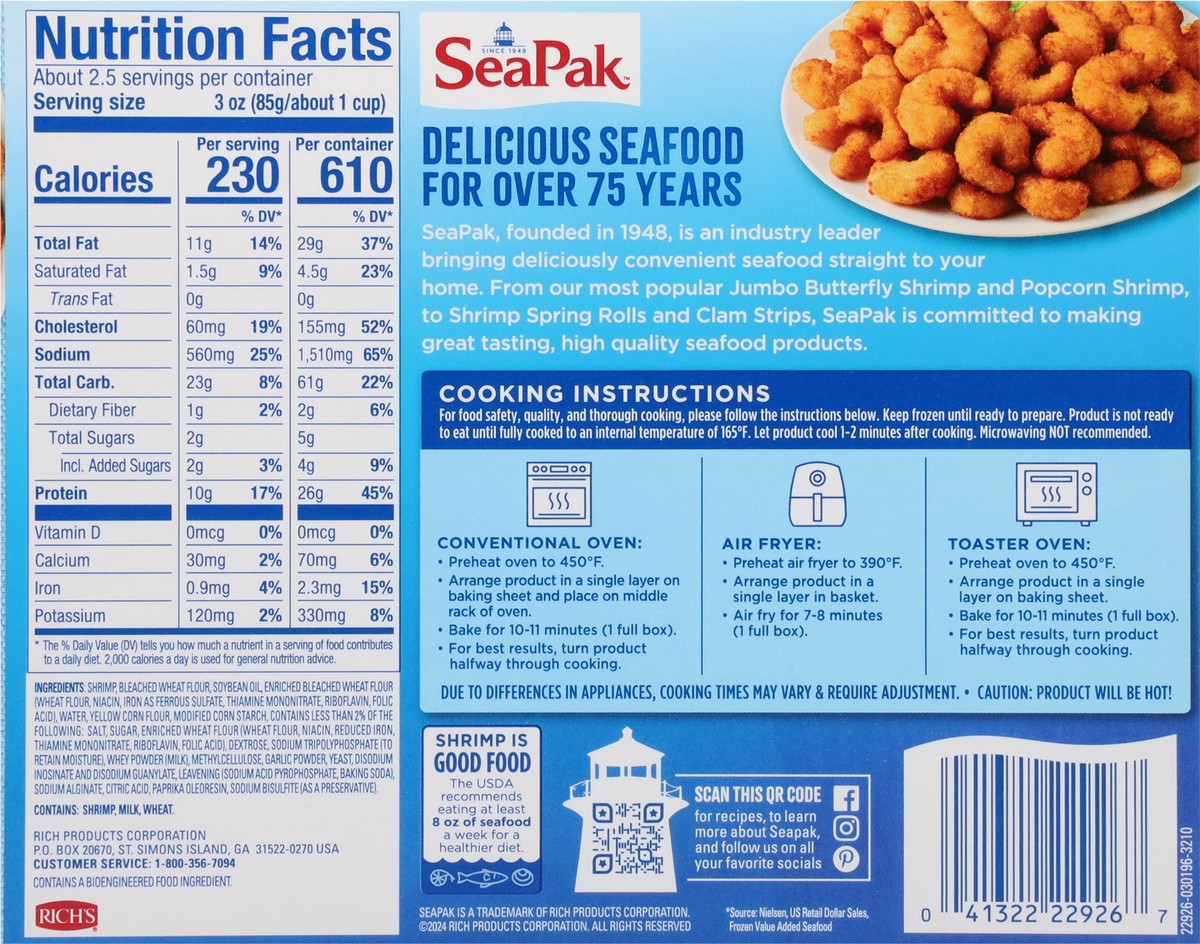 slide 3 of 14, SeaPak Classic Popcorn Shrimp Snack Size, 8 oz