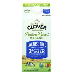 Clover Sonoma Organic Lactose Free 2% Reduced Fat Milk 0.5 gal