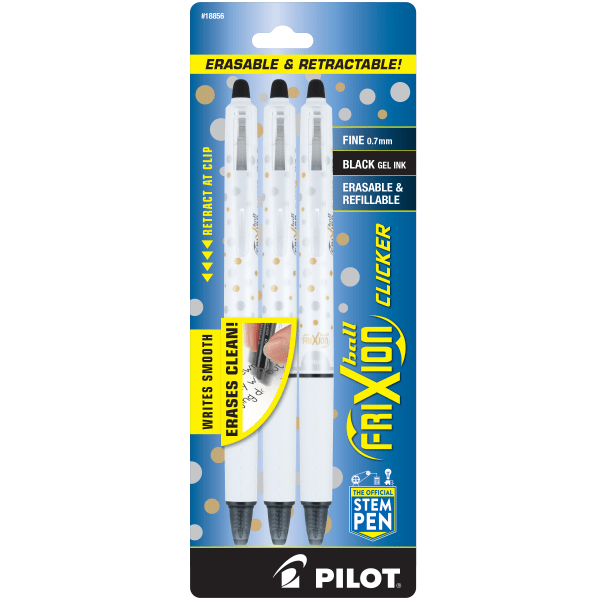 Pilot 3ct Frixion Clicker Erasable Gel Pens Fine Point 0.7mm Black Ink :  Target