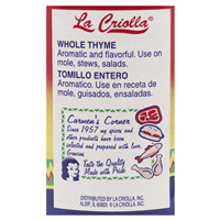 slide 6 of 9, La Criolla Whole Thyme, 1.25 oz