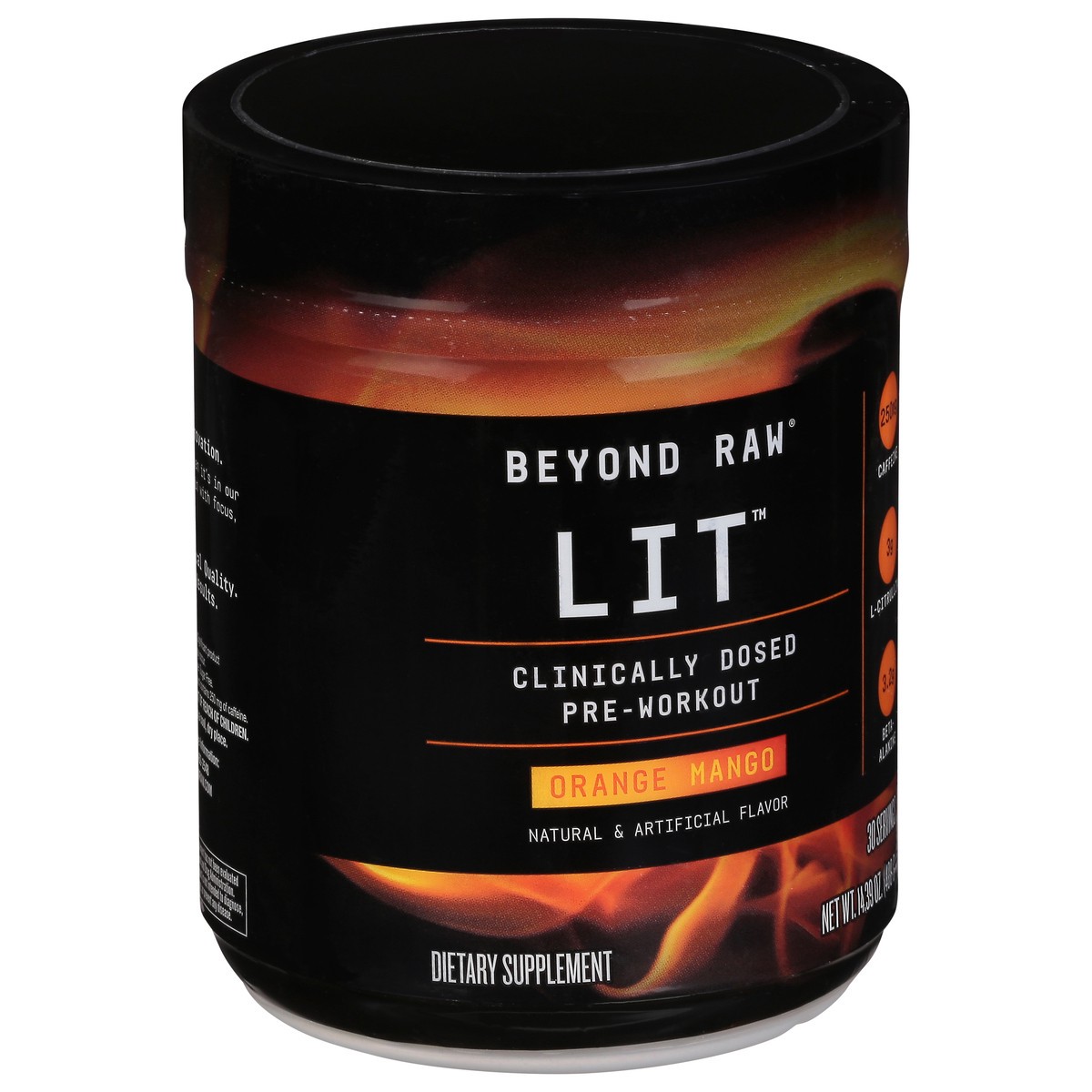 slide 8 of 9, Beyond Raw LIT Orange Mango Pre-Workout 14.39 oz, 14.39 oz