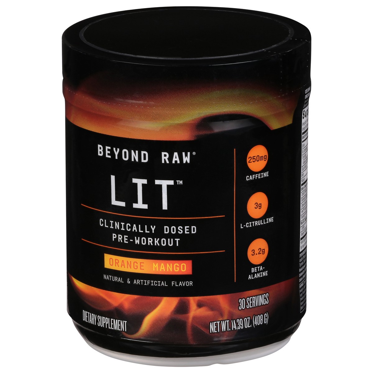 slide 2 of 9, Beyond Raw LIT Orange Mango Pre-Workout 14.39 oz, 14.39 oz