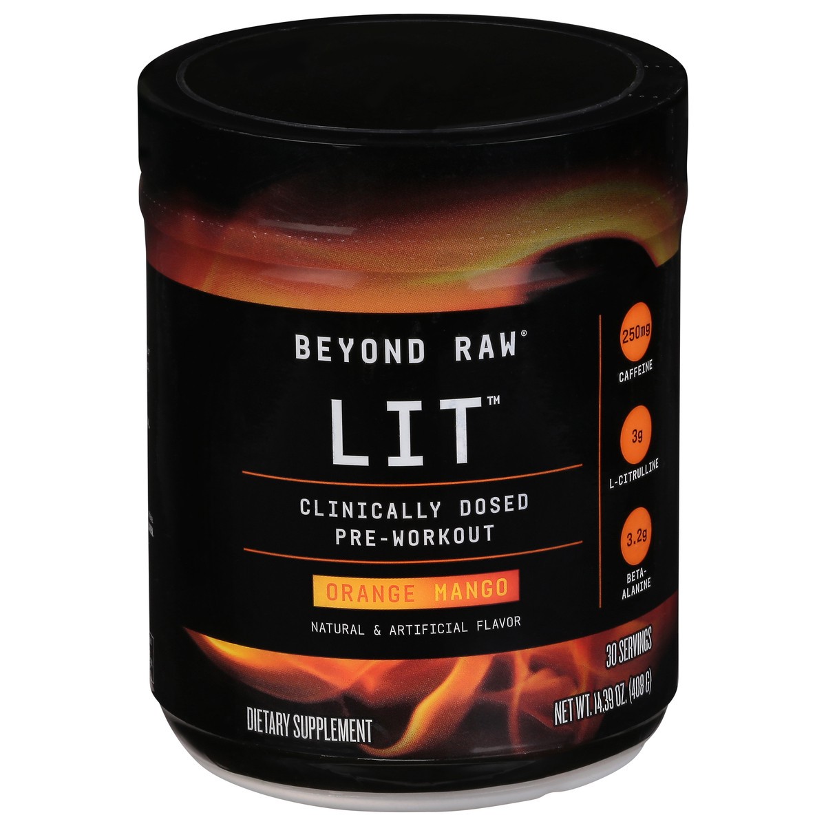 slide 1 of 9, Beyond Raw LIT Orange Mango Pre-Workout 14.39 oz, 14.39 oz