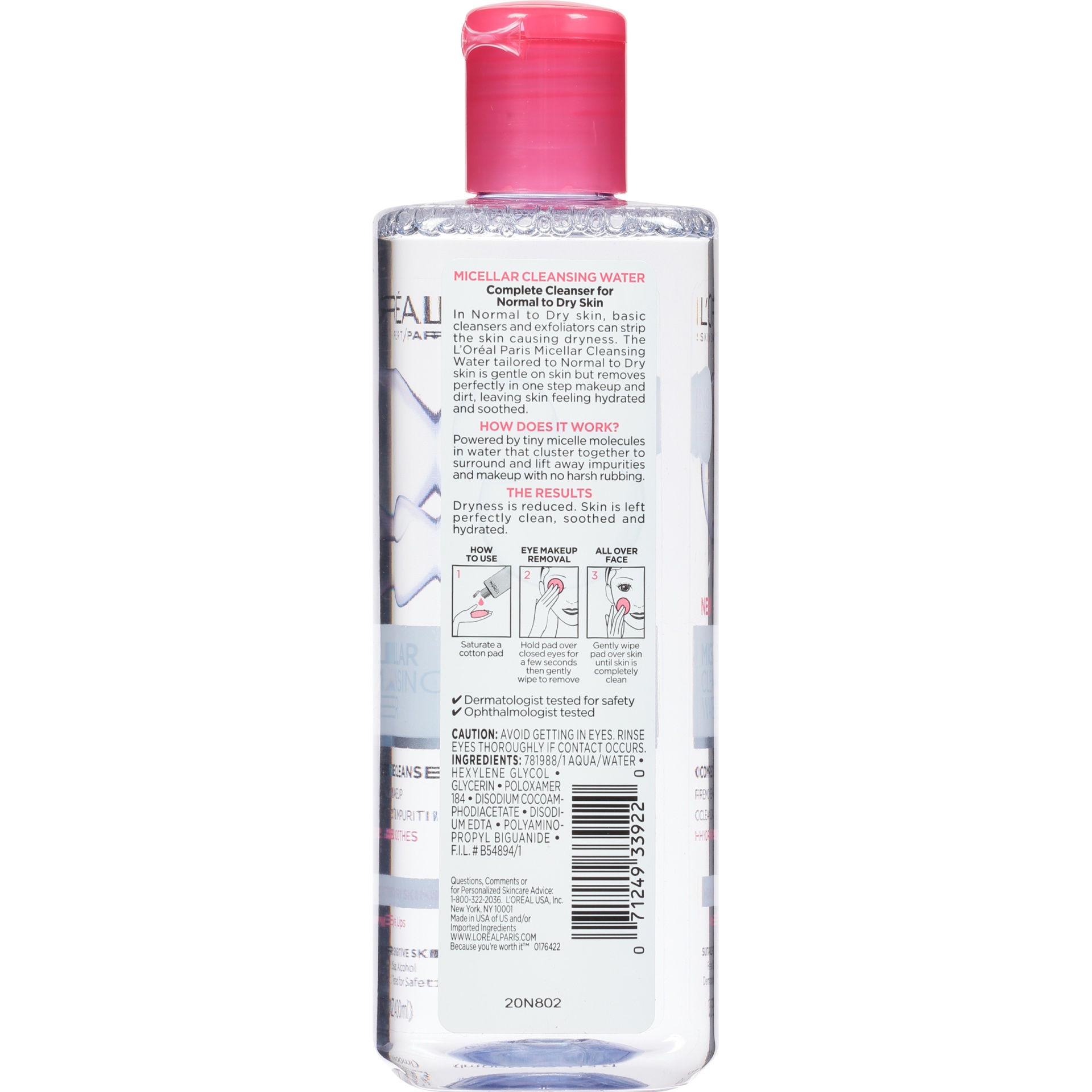 slide 5 of 6, L'Oréal Micellar Cleansing Water For Normal To Dry Skin, 13.5 fl oz