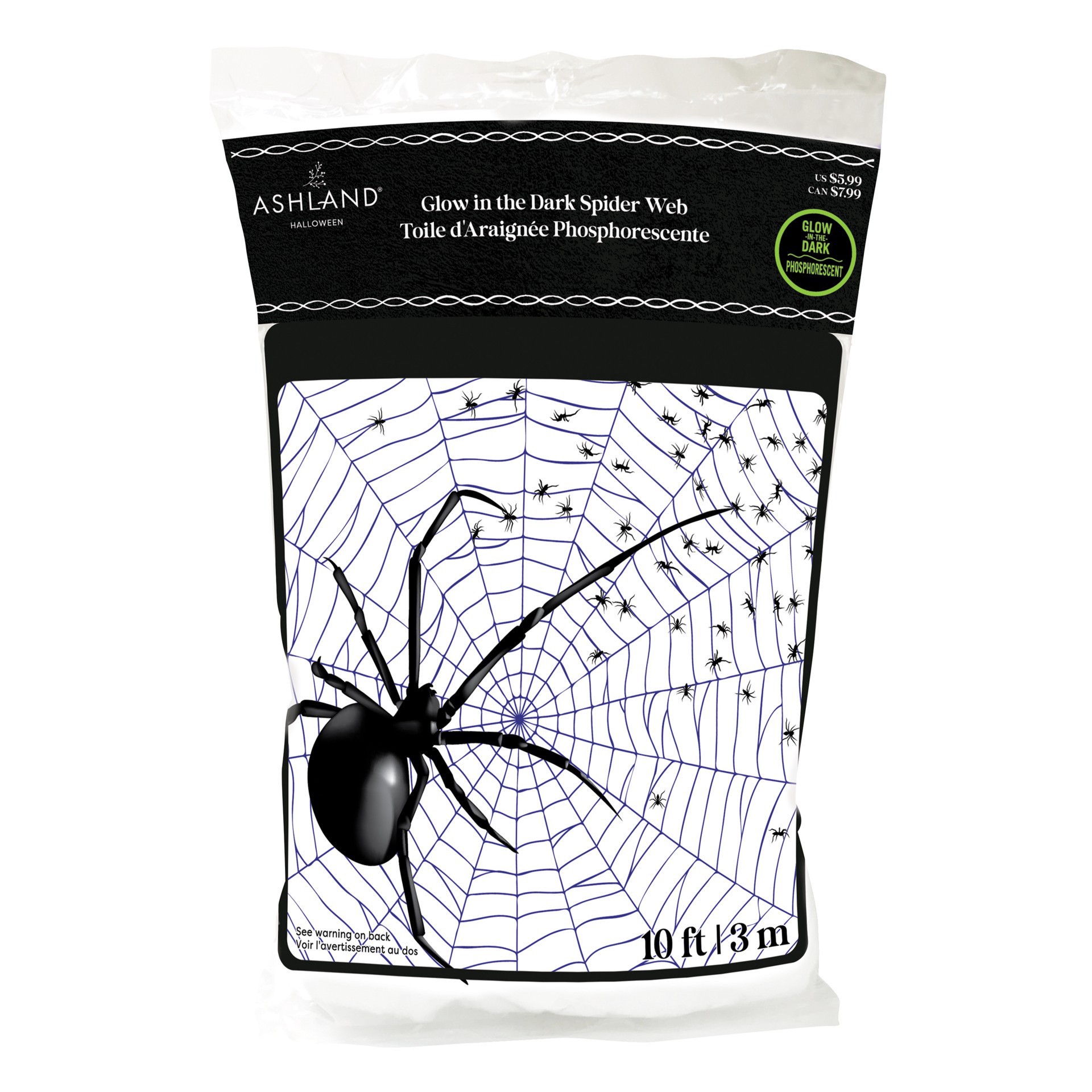 slide 3 of 3, 10ft. Glow-In-The-Dark Spider Web By Ashland, 10 ft