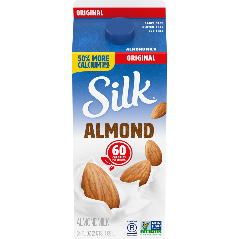 slide 4 of 9, Silk Original Pure Almond Milk, 1/2 gal