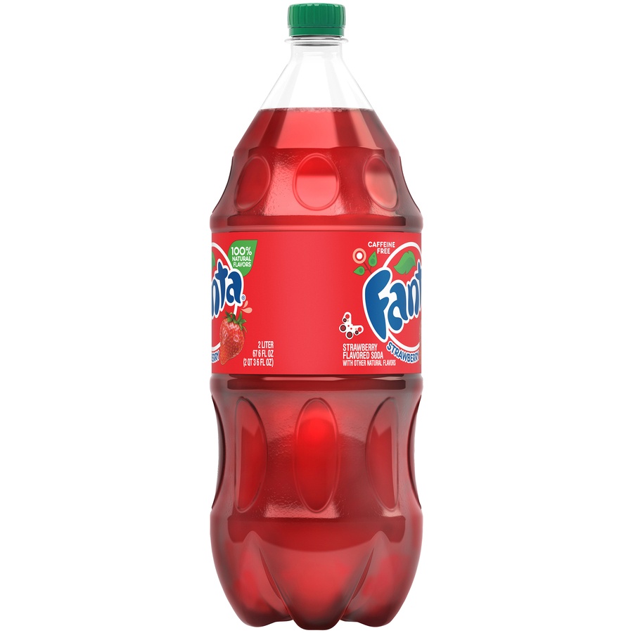 slide 4 of 6, Fanta Strawberry Soda Fruit Flavored Soft Drink, 2 Liters, 67.6 fl oz