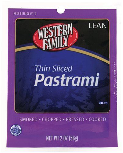 slide 1 of 1, Western Family Thin Sliced Pastrami, 2 oz