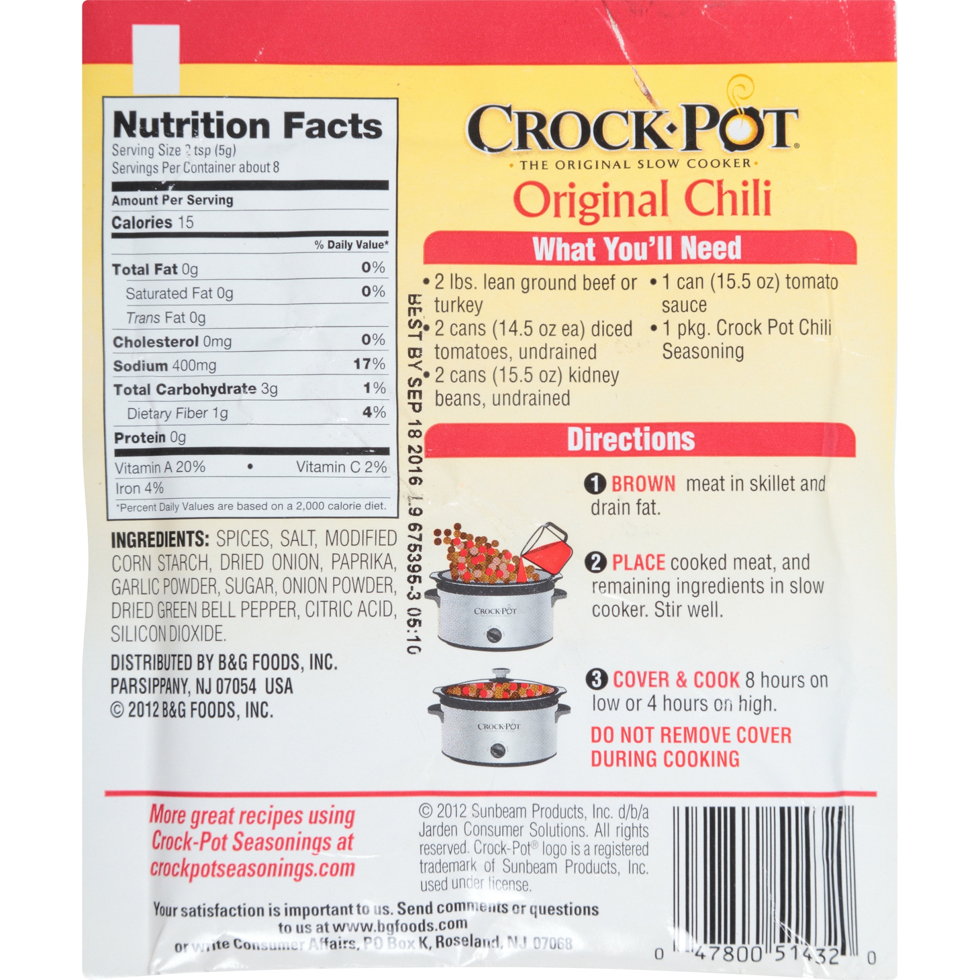 slide 5 of 6, Crock-Pot Original Chili Seasoning Mix, 1.5 oz