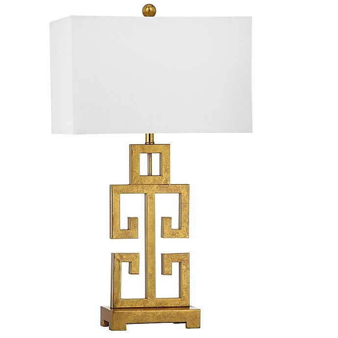 slide 1 of 4, Safavieh Greek Key Table Lamp - Antique Gold, 1 ct