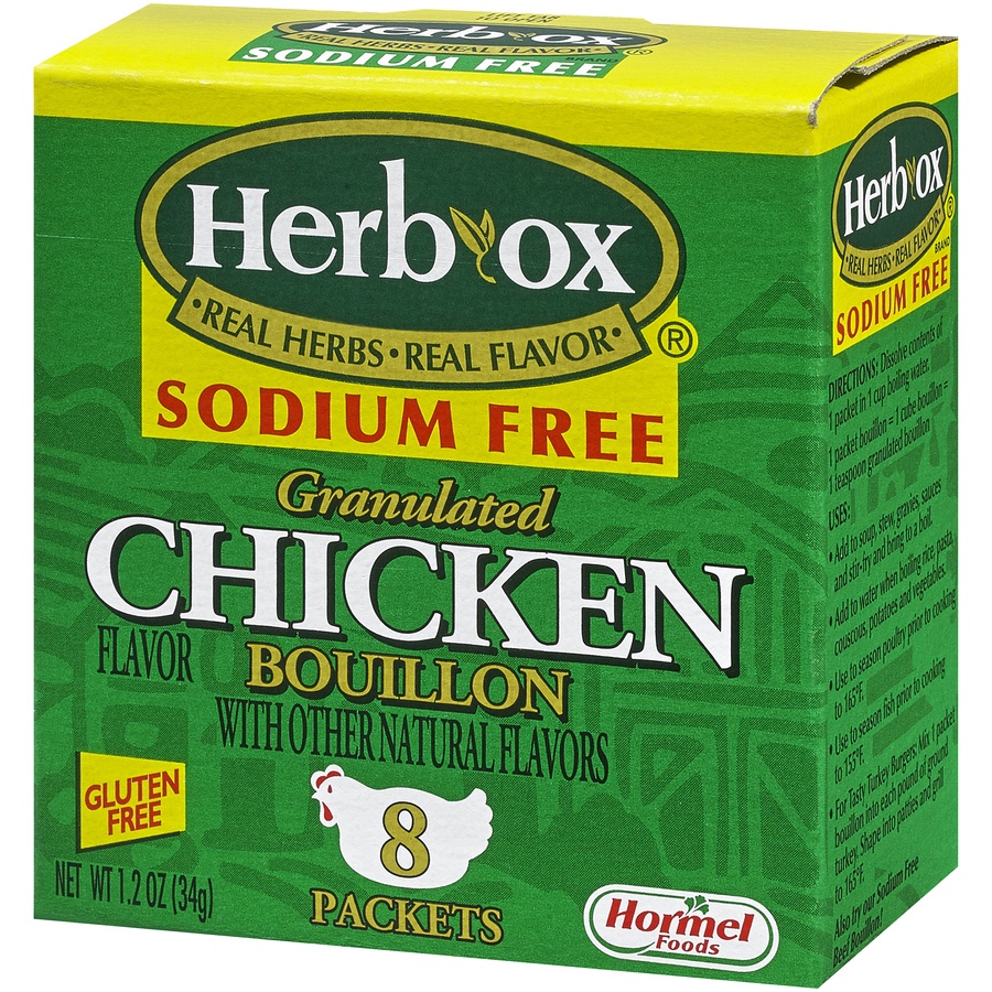 slide 3 of 8, Herb-Ox Sodium Free Chicken Flavor Granulated Bouillon Packets, 8 ct