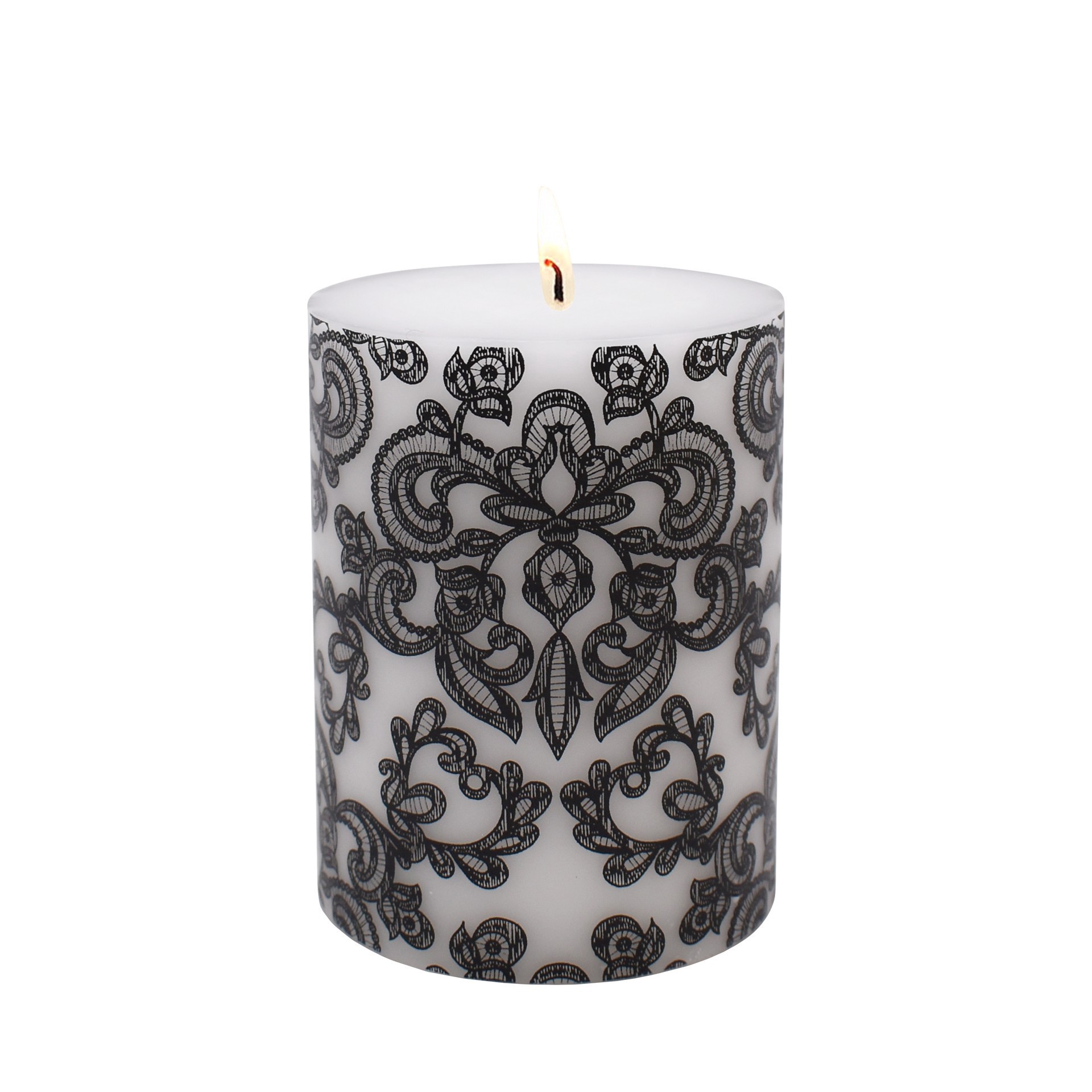 slide 2 of 2, 3" X 4" Black Lace Unscented Pillar Candle By Ashland, 3 in x 4 in