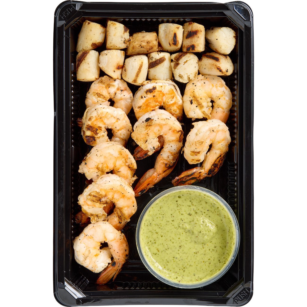 slide 1 of 1, H-E-B Fish Market Grilled Shrimp & Scallop with Chimichurri Sauce, 7.5 oz