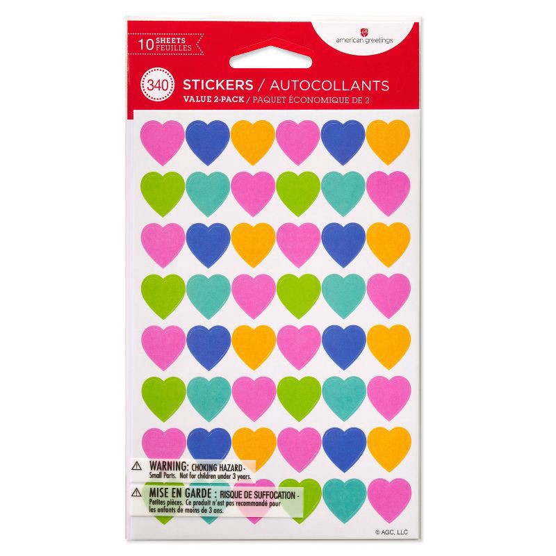 slide 1 of 1, Carlton Cards 340ct Colorful Heart Stickers, 340 ct