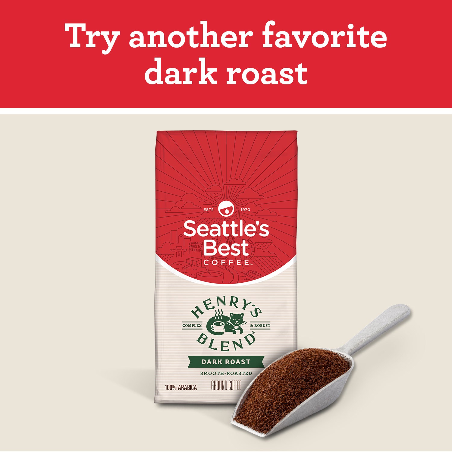 slide 5 of 5, Seattle's Best Coffee Post Alley Blend Dark Roast Whole Bean Coffee | 12 Ounce Bag, 12 oz