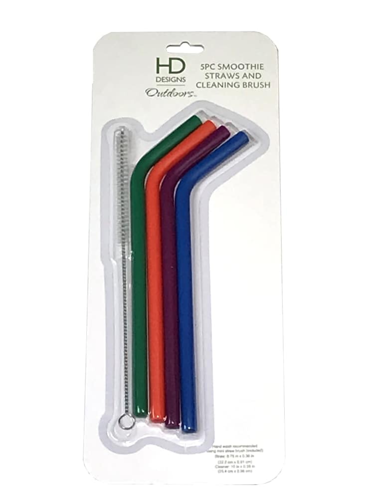 slide 1 of 1, HD Designs Outdoors Smoothie Straws And Cleaning Brush, 5 ct