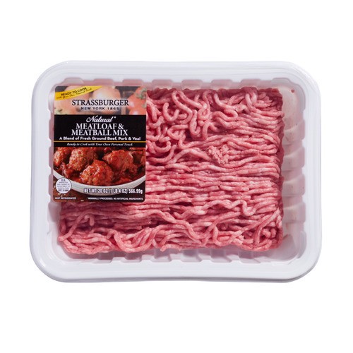 slide 1 of 1, Strassburger natural meatloaf & meatball mix, 20 oz