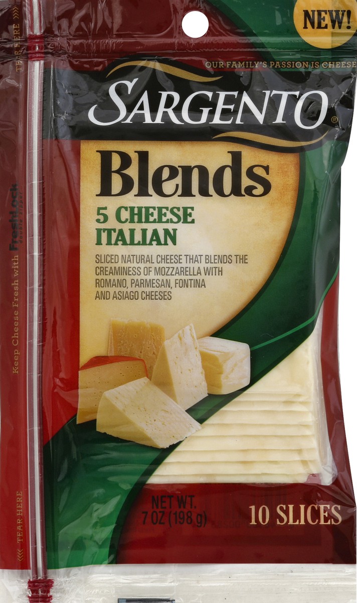 slide 2 of 3, Sargento Italian 5 Cheese Blend Slices, 7 oz