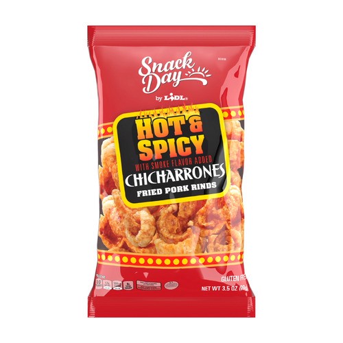 slide 1 of 1, Snack Day fried pork rinds, hot & spicy, 3.5 oz