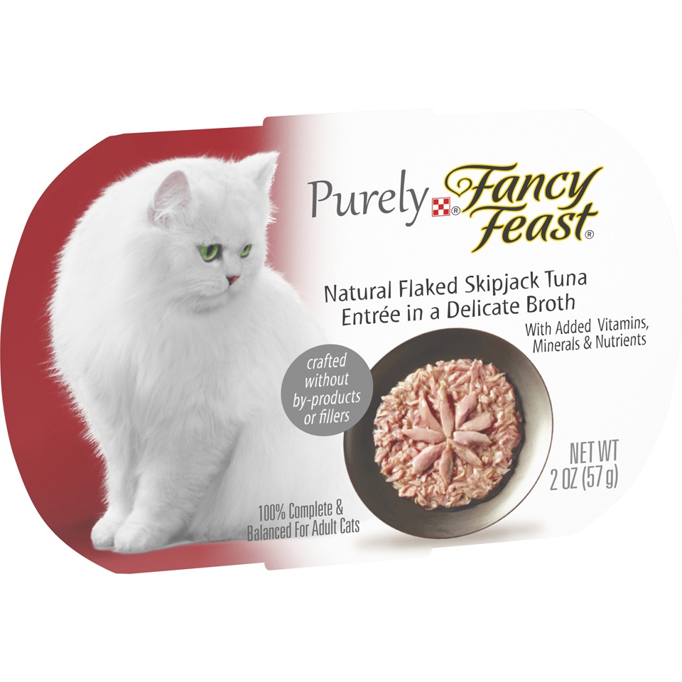 slide 2 of 9, Fancy Feast Natural Flaked Skipjack Tuna Entree Wet Cat Food Tray, 2 oz