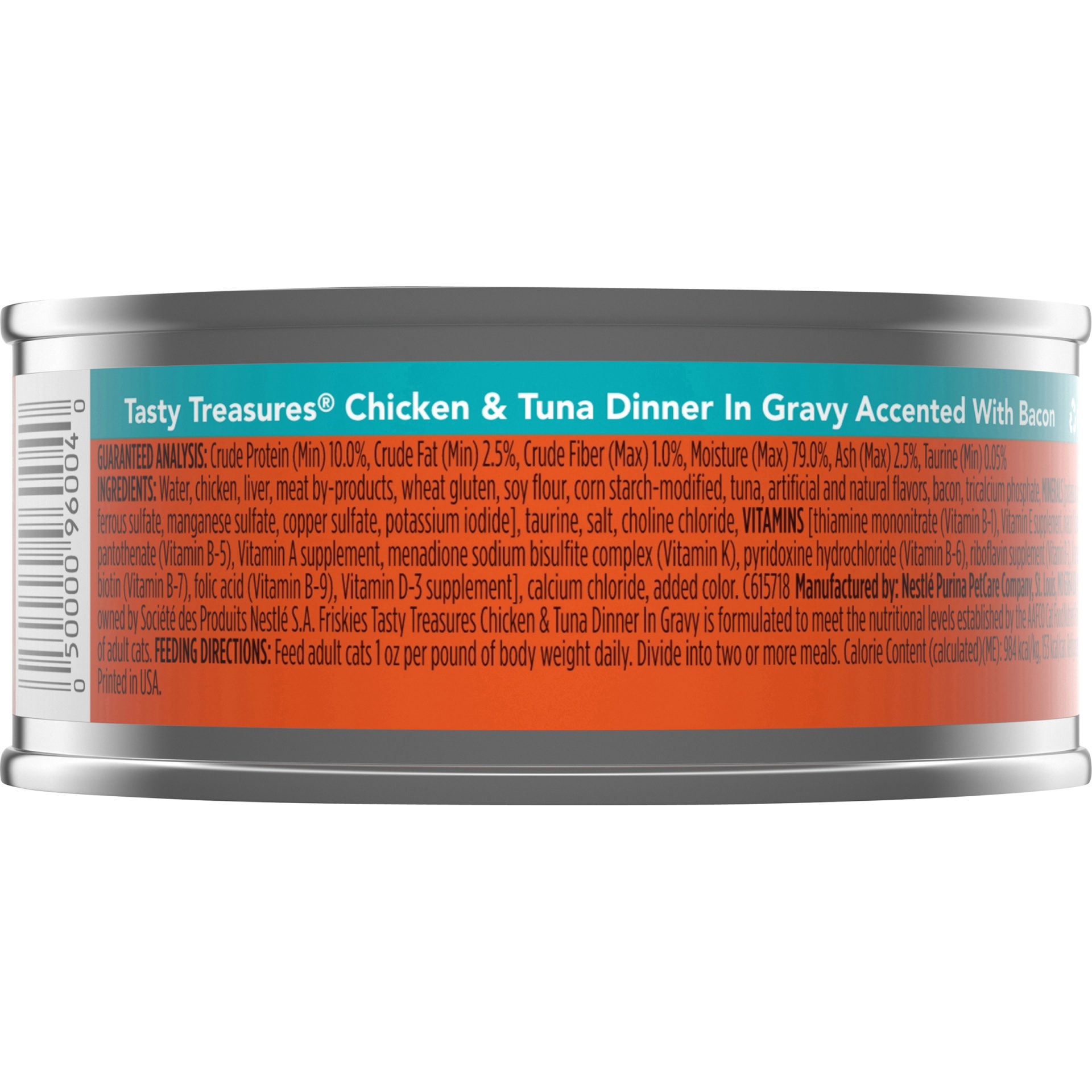 slide 4 of 7, Friskies Tasty Treasures Chicken & Tuna Dinner in Gravy Cat Food, 5.5 oz