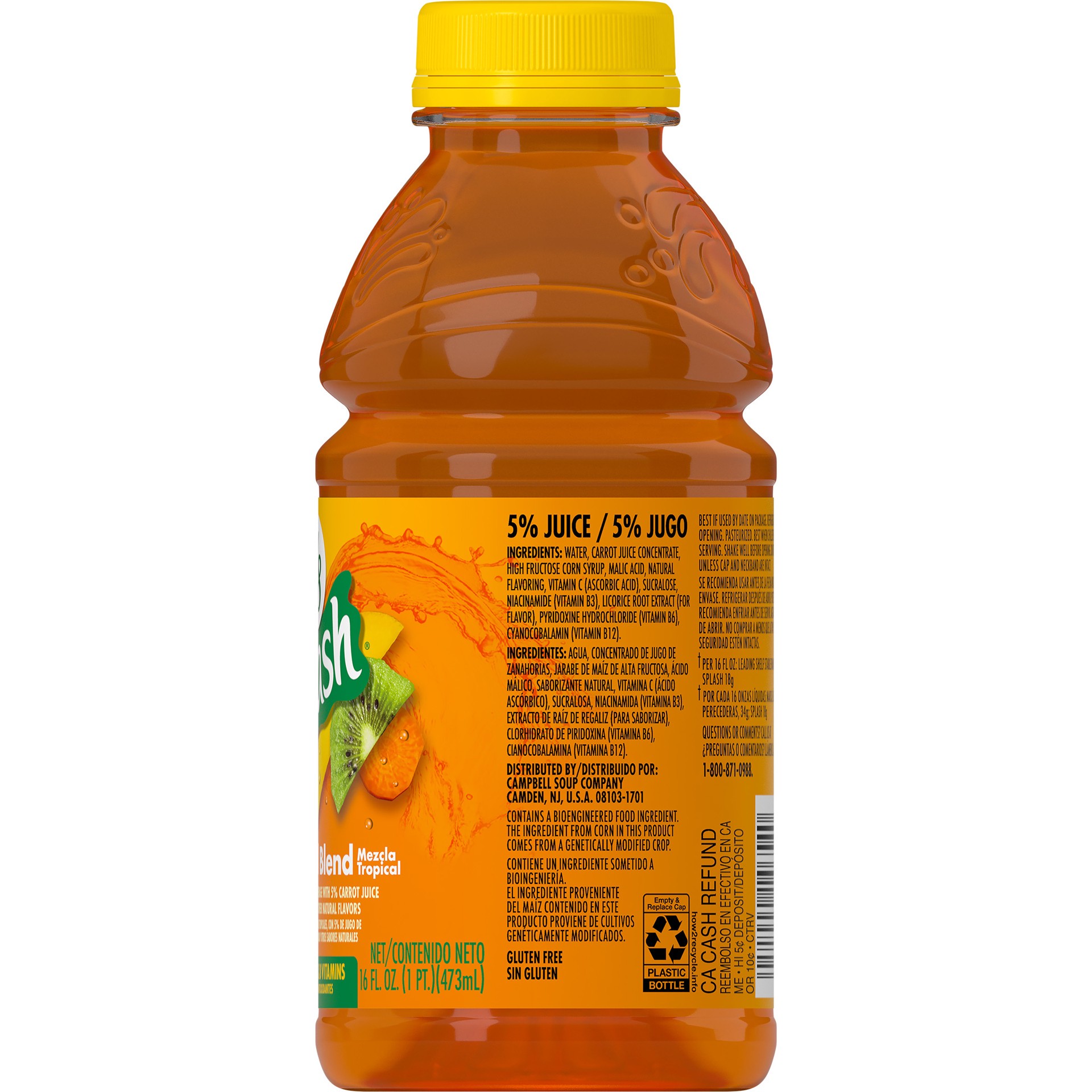 slide 3 of 5, V8 Splash Tropical Fruit Blend Flavored Juice Beverage, 16 fl oz Bottle, 16 oz