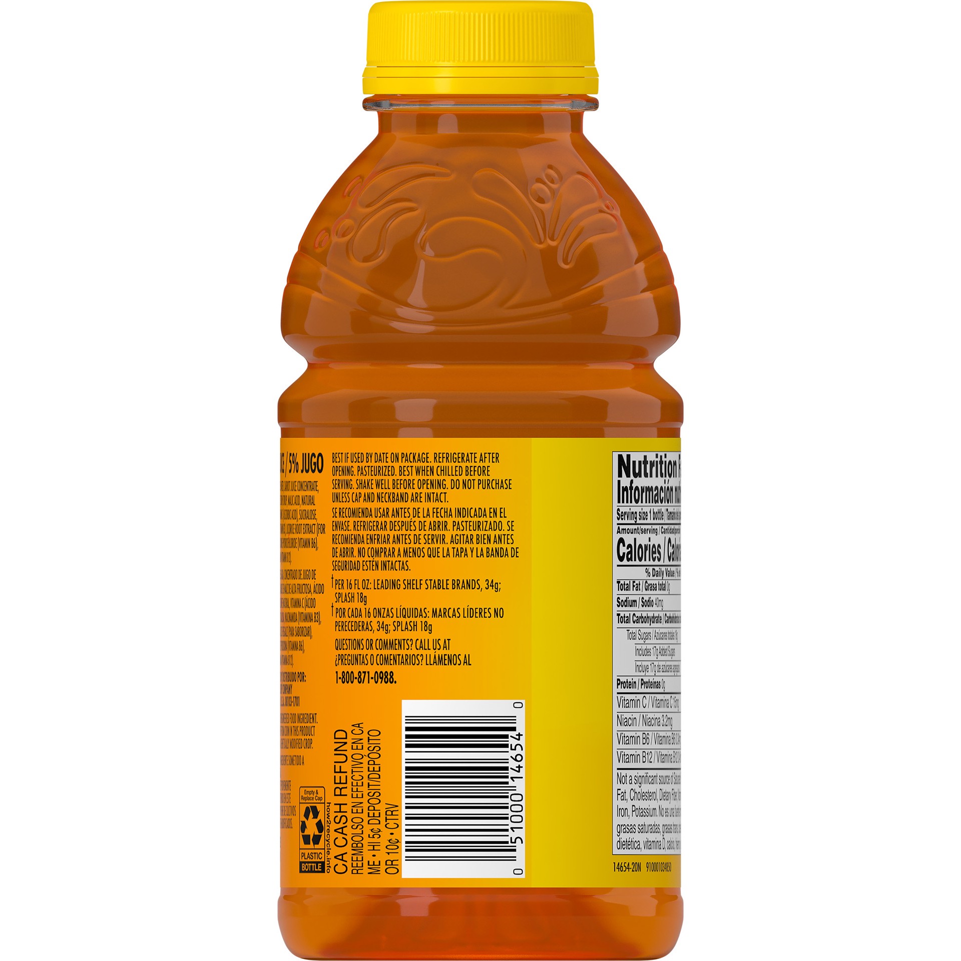 slide 2 of 5, V8 Splash Tropical Blend Flavored Juice Beverage, 16 fl oz Bottle, 16 oz