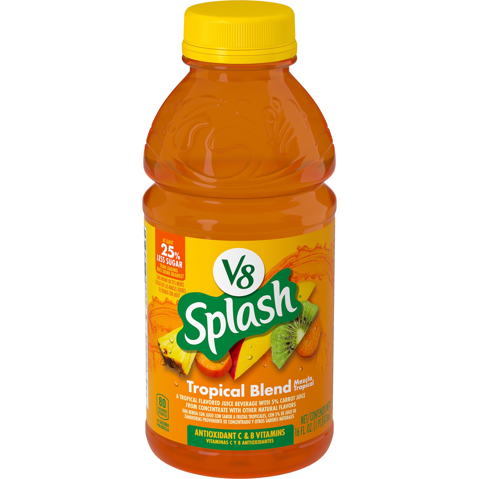 slide 1 of 5, V8 Splash Tropical Blend Flavored Juice Beverage, 16 fl oz Bottle, 16 oz