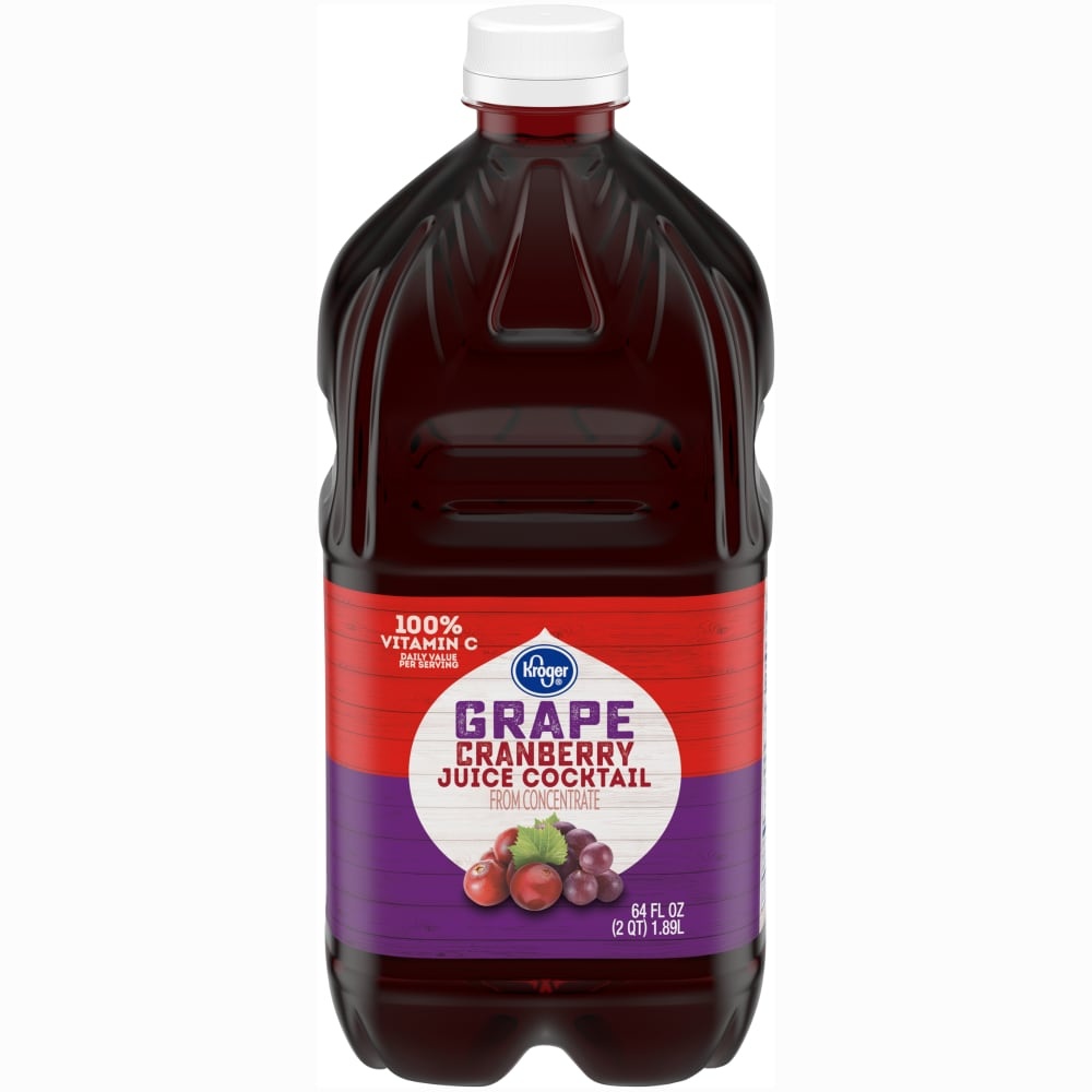 slide 1 of 1, Kroger Grape Cranberry Juice Cocktail From Concentrate, 64 fl oz