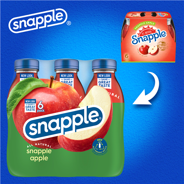 slide 13 of 21, Snapple Apple Juice Drink, 16 fl oz recycled plastic bottle, 6 pack - 6 ct, 6 ct