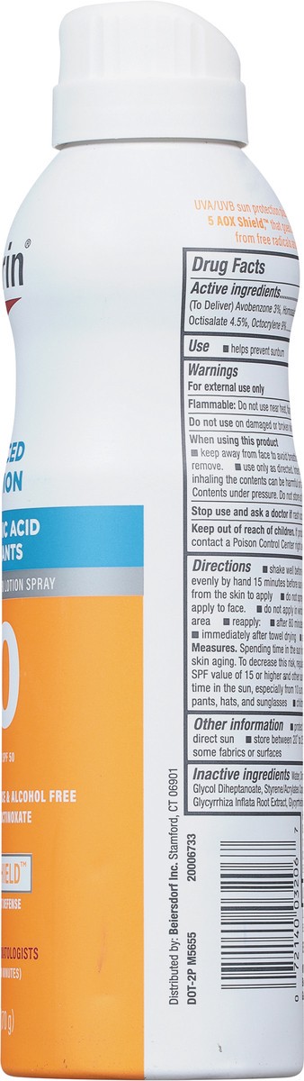 slide 8 of 9, Eucerin Broad Spectrum SPF 50 Advanced Hydration Lightweight Sunscreen Lotion Spray 6 oz, 50 ct; 6 oz