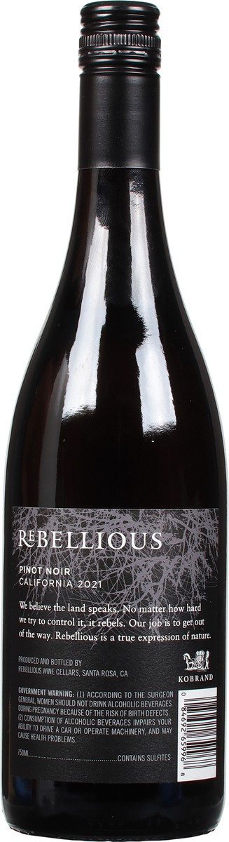 slide 5 of 9, Rebellious - Pinot Noir 2021 (750x12), 