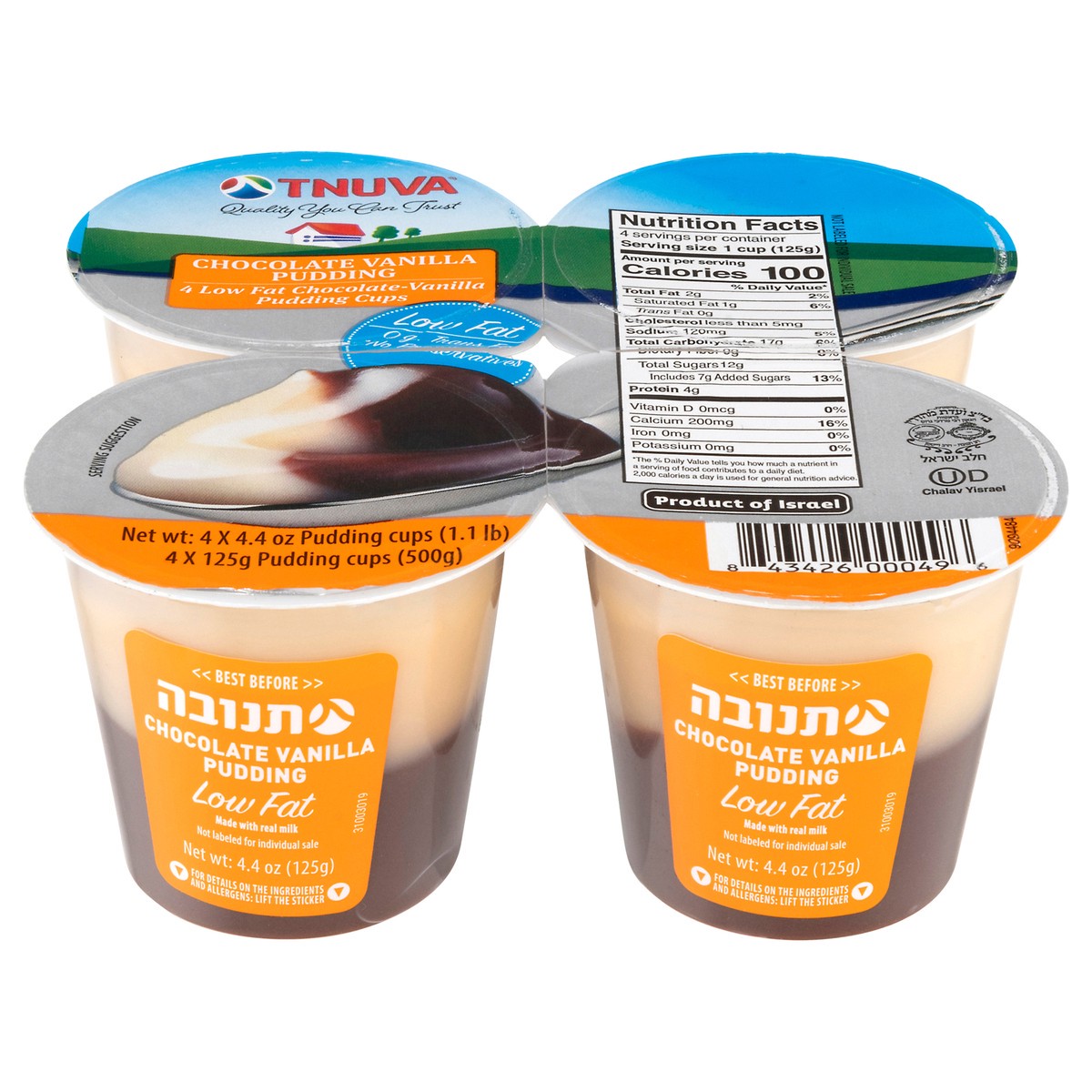 slide 3 of 4, Tnuva Karlo Chocolate Vanilla Pudding, 4 oz