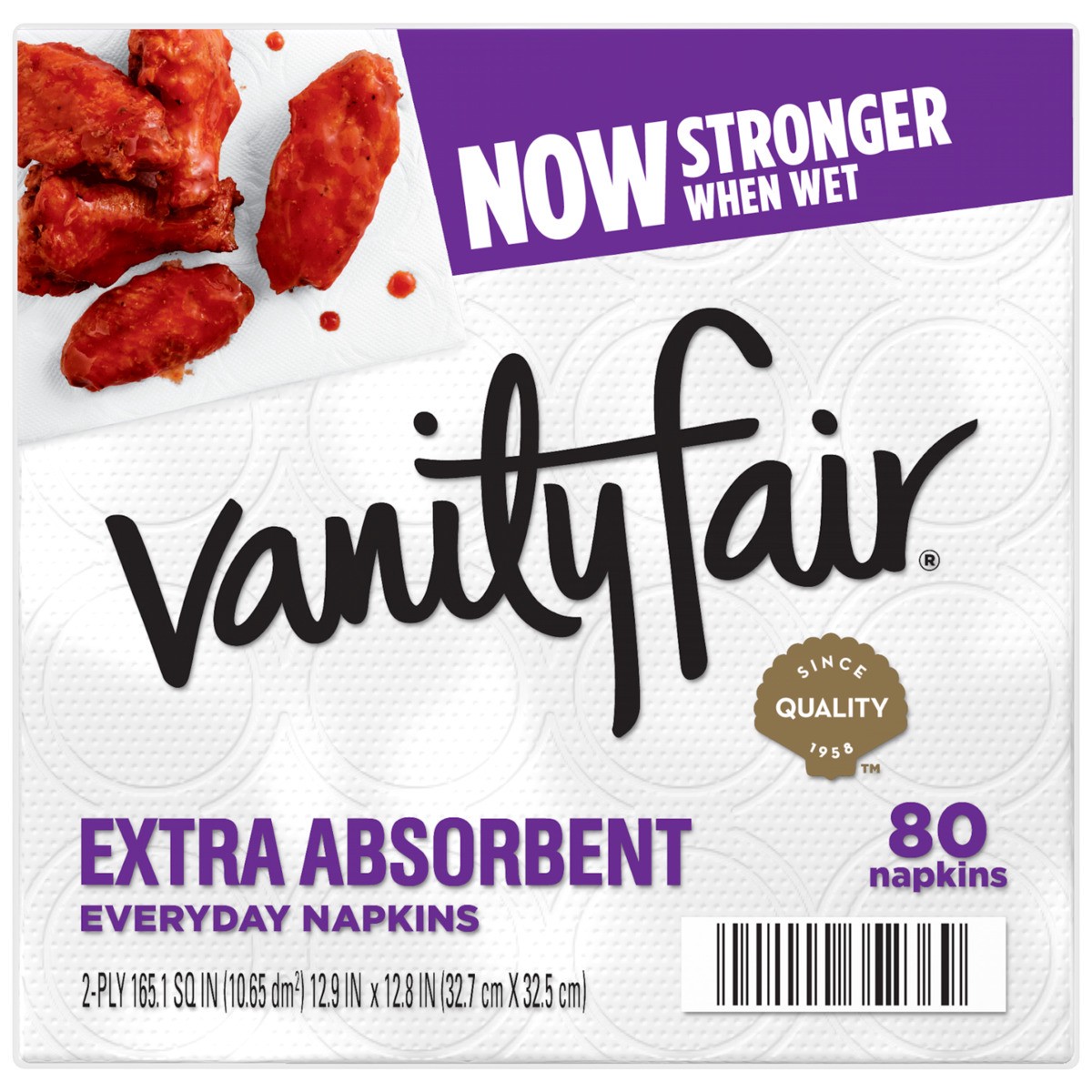 slide 3 of 6, VANITY FAIR Napkins, Everyday, Extra Absorbent, 2-Ply, 80 ct