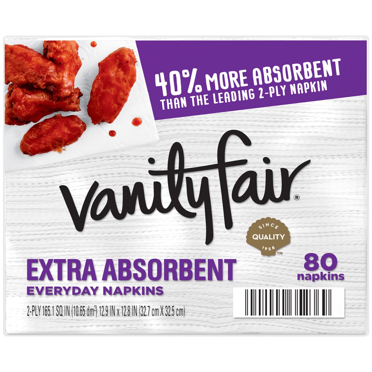 slide 2 of 6, VANITY FAIR Napkins, Everyday, Extra Absorbent, 2-Ply, 80 ct