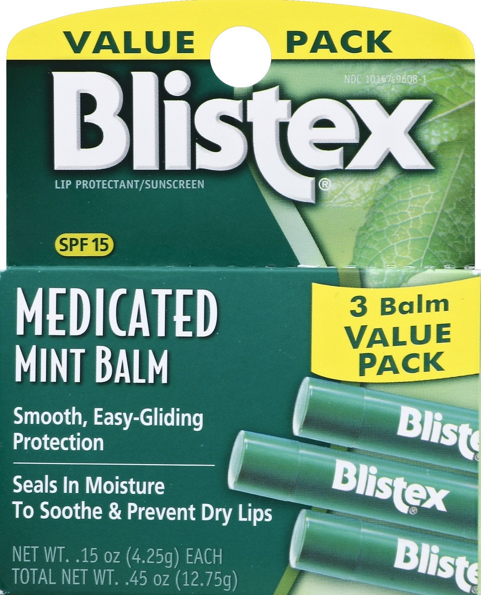 slide 2 of 4, Blistex Medicated Mint Balm, SPF 15, 3 ct; 0.45 oz