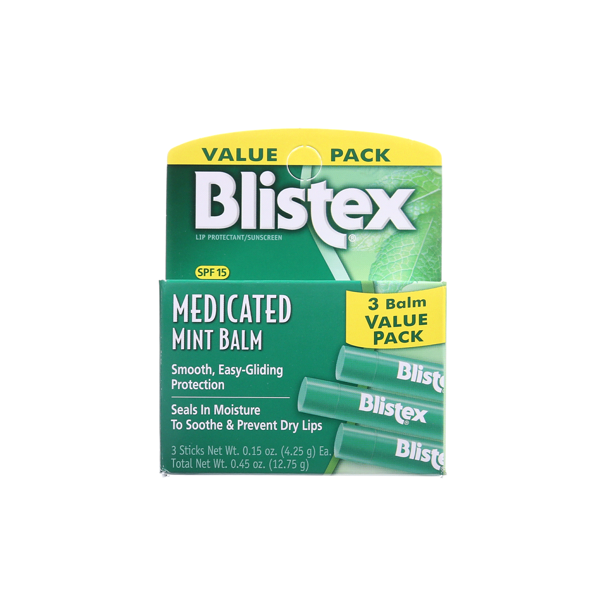 slide 1 of 4, Blistex Medicated Mint Balm, SPF 15, 3 ct; 0.45 oz