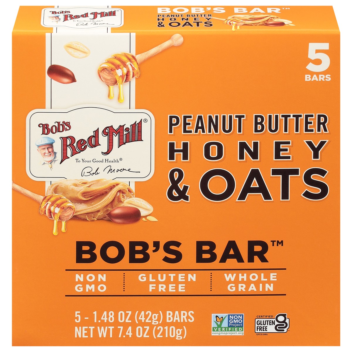 slide 9 of 13, Bob's Red Mill Peanut Butter Honey & Oats Bob's Bar 5 - 1.48 oz Bars, 5 ct