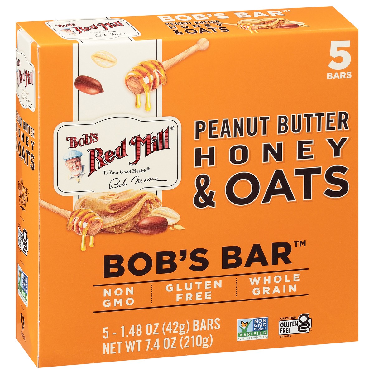 slide 11 of 13, Bob's Red Mill Peanut Butter Honey & Oats Bob's Bar 5 - 1.48 oz Bars, 5 ct