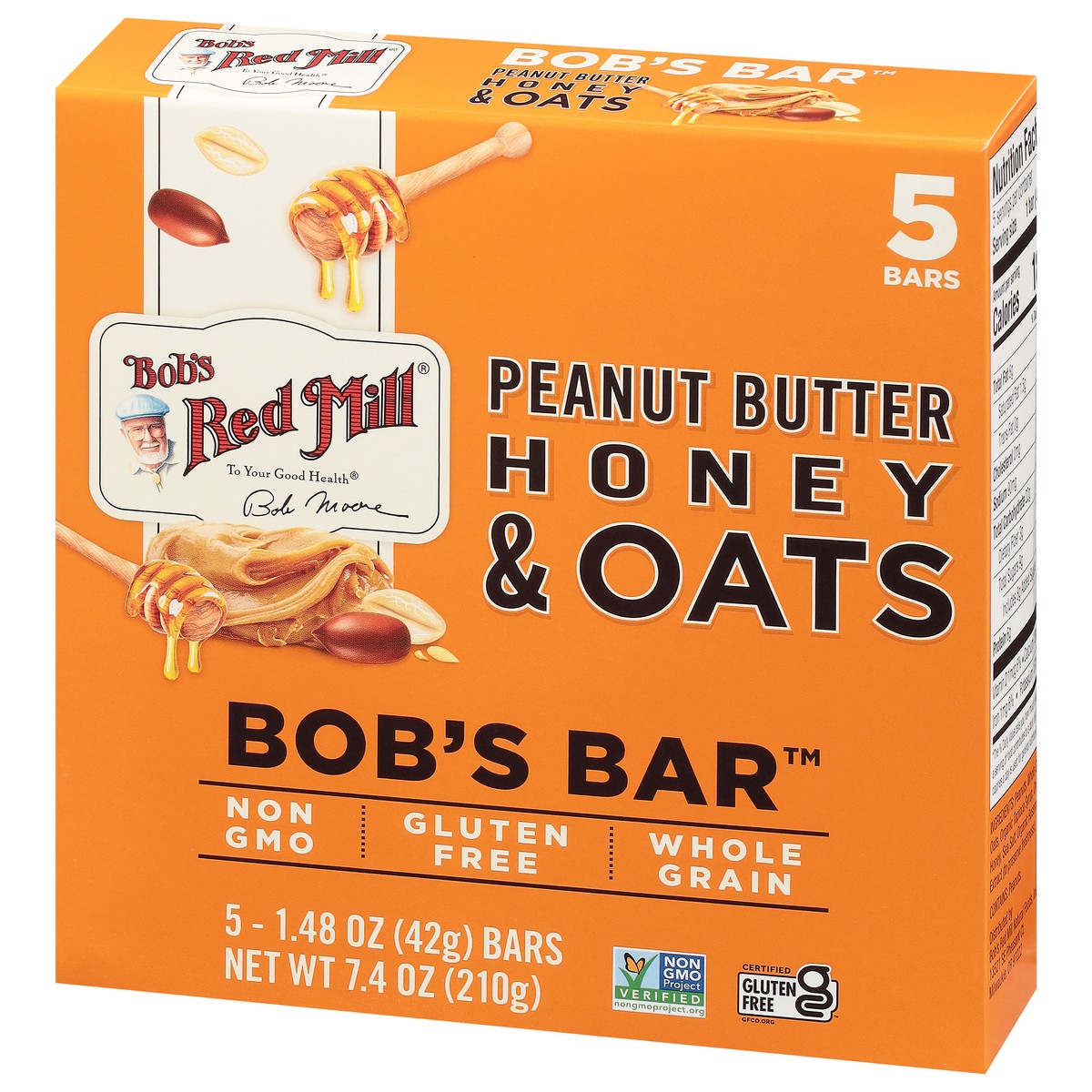 slide 10 of 13, Bob's Red Mill Peanut Butter Honey & Oats Bob's Bar 5 - 1.48 oz Bars, 5 ct