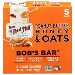 Bob's Red Mill Peanut Butter Honey & Oats Bars - 5 x 1.48 oz