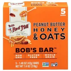 Bob's Red Mill Peanut Butter Honey & Oats Bars - 5 x 1.48 oz