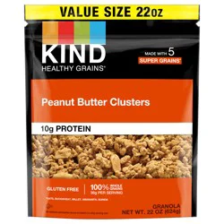 KIND HEALTHY GRAINS Granola, Healthy Snack, Peanut Butter Granola Clusters, Snack Mix 22 OZ