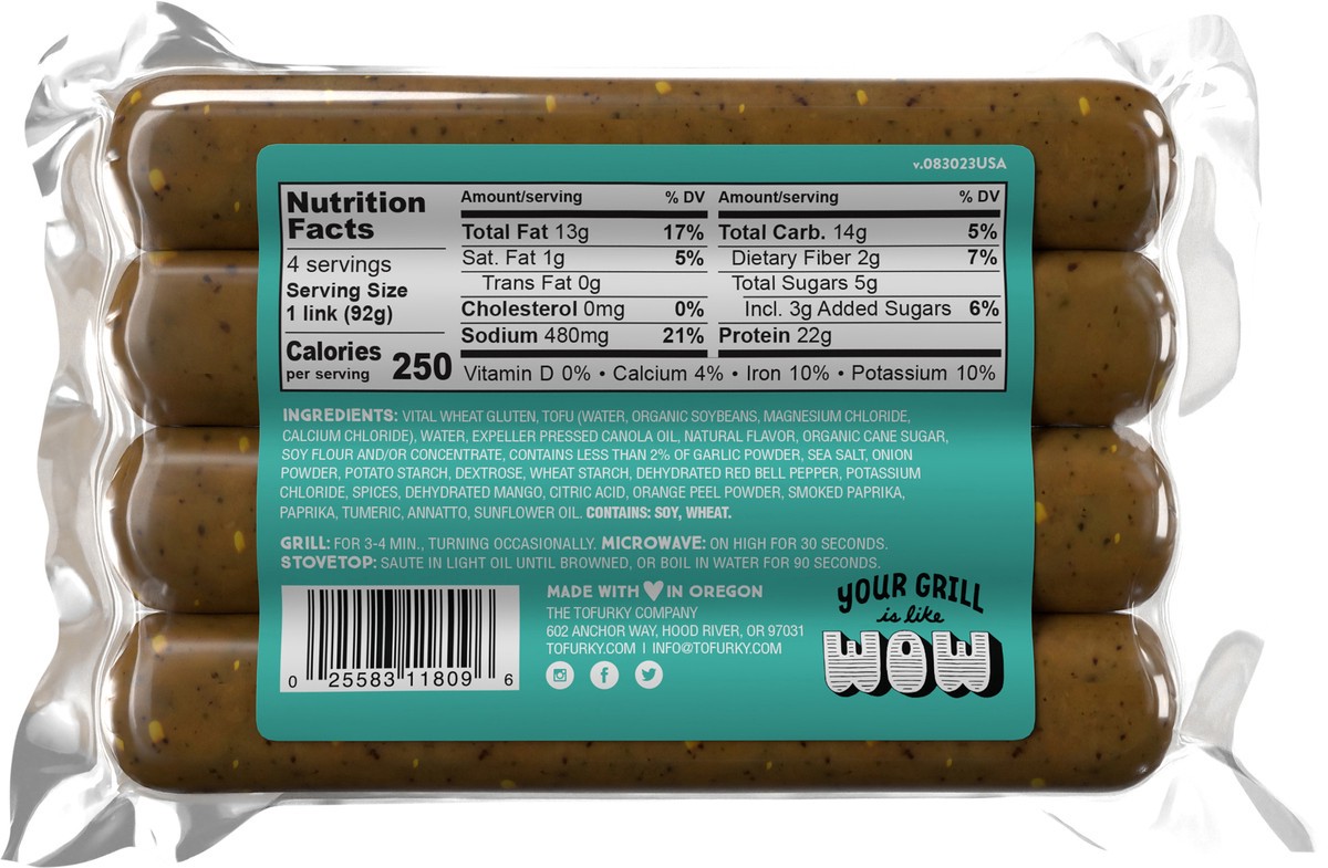 slide 4 of 12, Tofurky Mango Chipotle Sausage, 13 oz